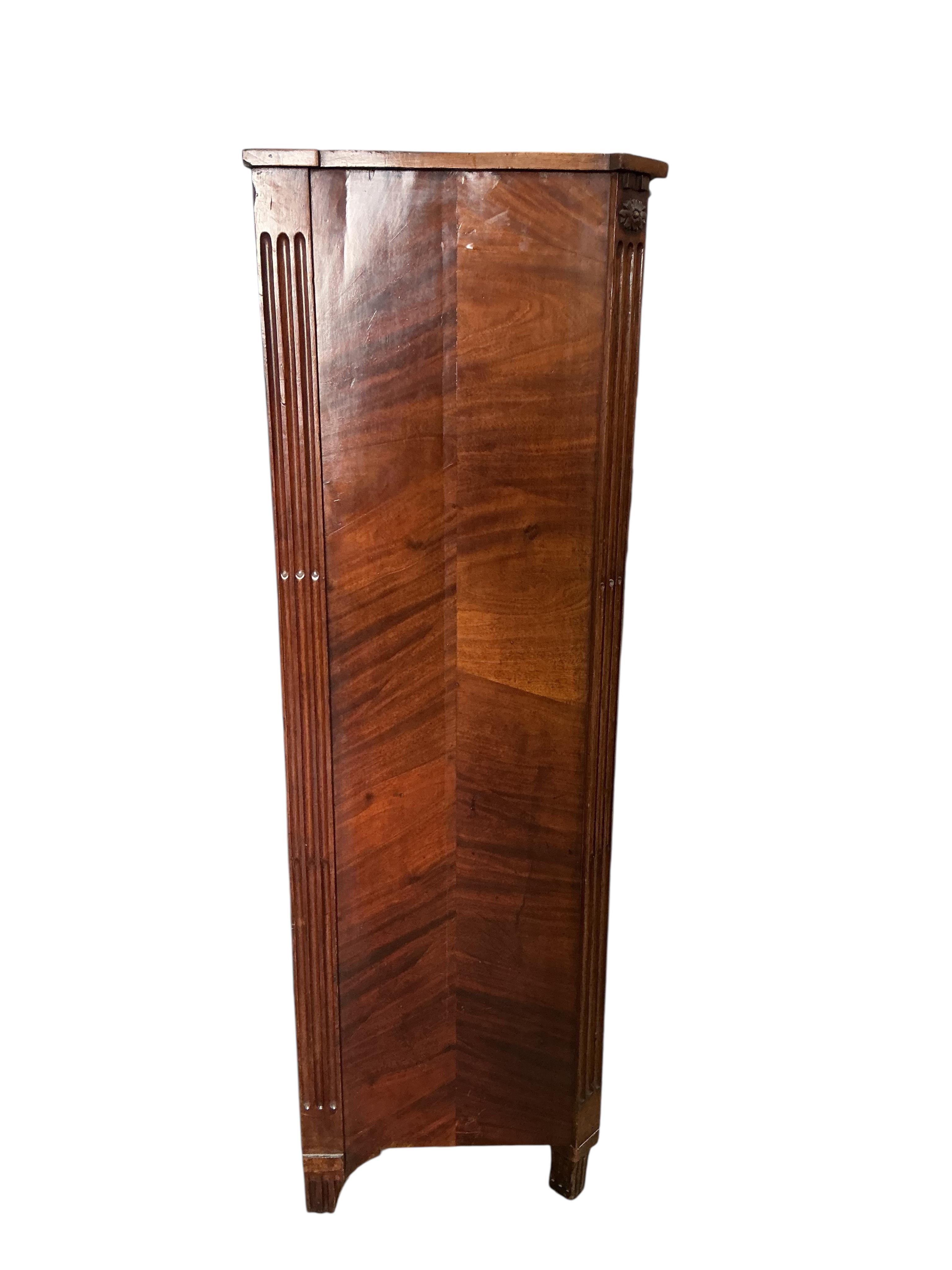An early 19th century French mahogany secretaire abbattant, width 94cm, depth 48cm, height 150cm